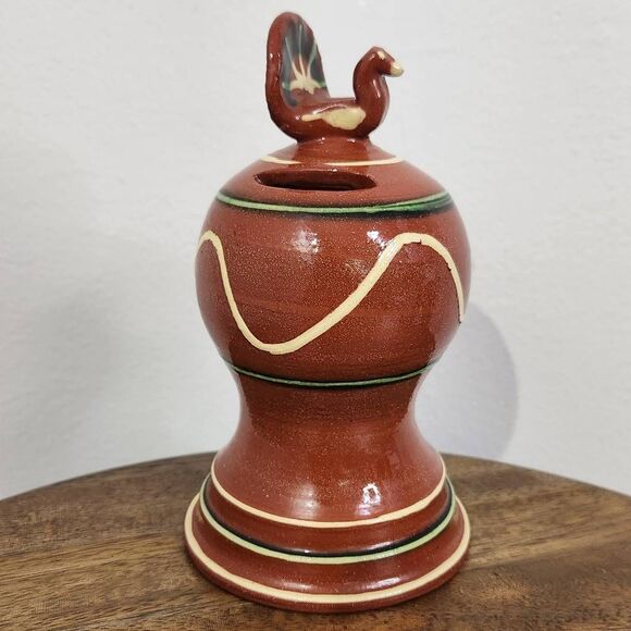 Dorothy Long Redware Vintage Pottery Turkey Bank Redware Pottery 1987 Redware - Picture 6 of 9